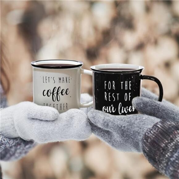 MAINEVENT Let's Make Coffee Together Couple Mug Set 11 Ounce, Couple Coffee Mug - Picture 6 of 7